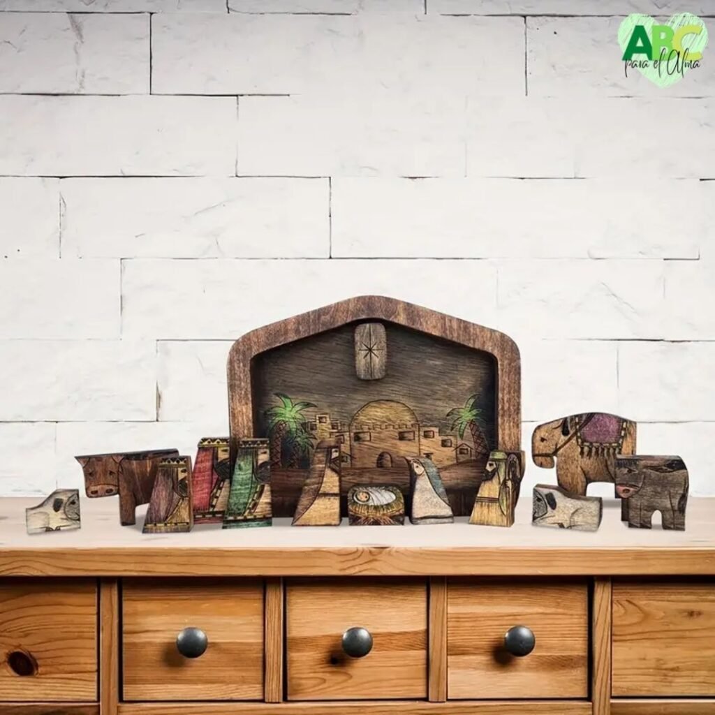 Pesebre artesanal tipo rompecabezas