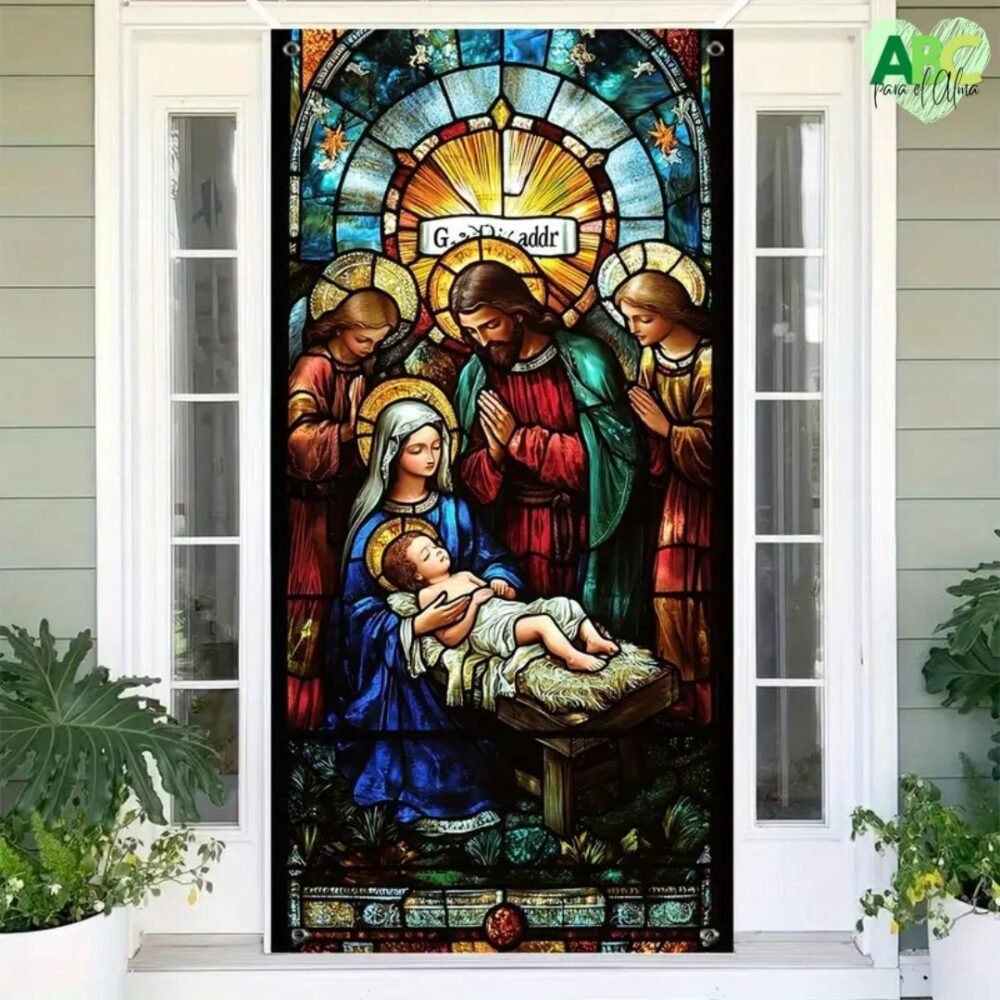 Tapiz vertical pesebre tipo vitral - Imagen 3